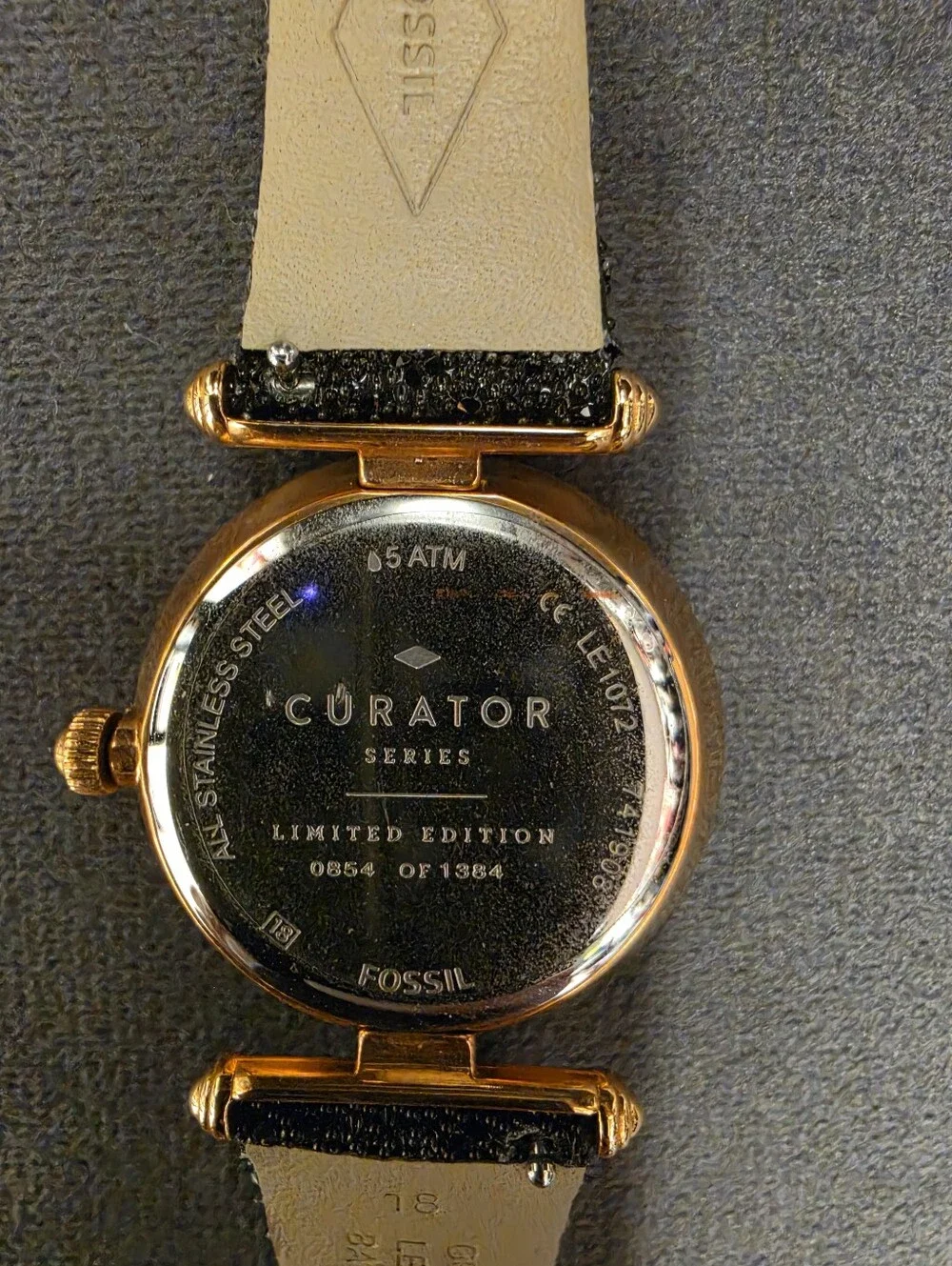 RARE FOSSIL Limited Edition Women's Lyric Black & Rose Gold Glitz Watch LE1072